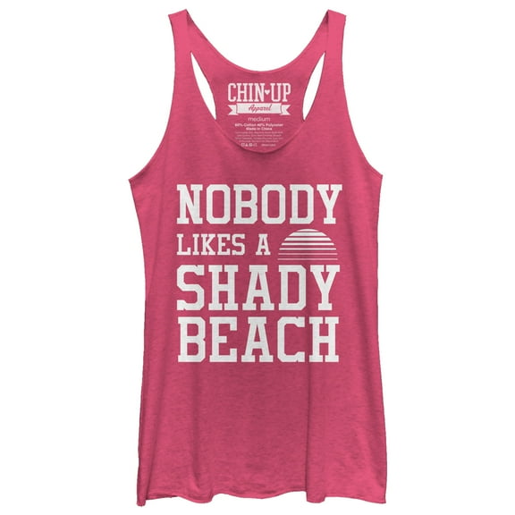 Women's CHIN UP Nobody Likes a Shady Beach Racerback Tank Top Pink Heather X Large