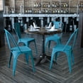 thumbnail image 2 of Flash Furniture Blake Commercial Grade 4 Pack Distressed Kelly Blue-Teal Metal Indoor-Outdoor Stackable Chair, 2 of 7