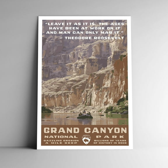 Grand Canyon National Park Vintage Poster / Postcard Roosevelt Quote, "Leave it as it is"