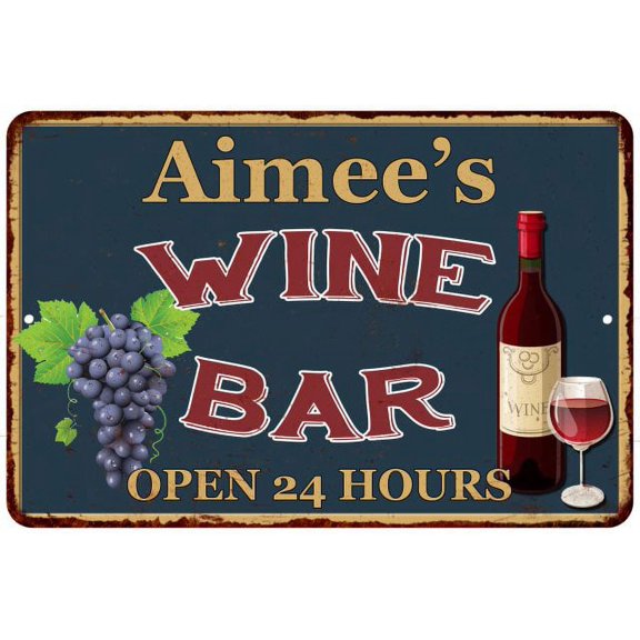Aimee's Green Wine Bar Sign Wall Decor 8 x 12 High Gloss Metal 208120043292