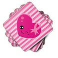 thumbnail image 2 of Breast Cancer Awareness Ribbon Heart Foam Coaster Set of 4, 2 of 3