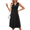 thumbnail image 1 of Vestido de Verano para Mujer, Cruzado, con Escote en V, Sin Mangas, Acampanado, Negro, Talla XXL, 1 of 8