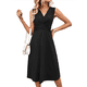 thumbnail image 1 of Vestido de Verano para Mujer, Cruzado, con Escote en V, Sin Mangas, Acampanado, Negro, Talla XXL, 1 of 8