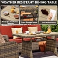thumbnail image 5 of MEISSALIVVE 6 Pieces Patio Furniture Set with Dining Table, Outdoor Wicker Conversation Set with Fixed Chairs, Wicker Armrest, 2 Ottomans, Red, 5 of 8