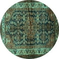thumbnail image 1 of Ahgly Company Indoor Round Persian Turquoise Blue Traditional Area Rugs, 5' Round, 1 of 4