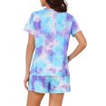 thumbnail image 3 of INSPIRE CHIC Women's Pajama Sets 2 Piece Short Sleeve Top and Shorts Loungewear Sleepwear with Pockets XL Tie-dye Blue, 3 of 6