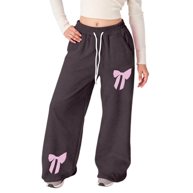 Kids Sweatpants Girls Athletic Pants With Pockets Drawstring Loose Fit Brown SweatPants 6-7 Years