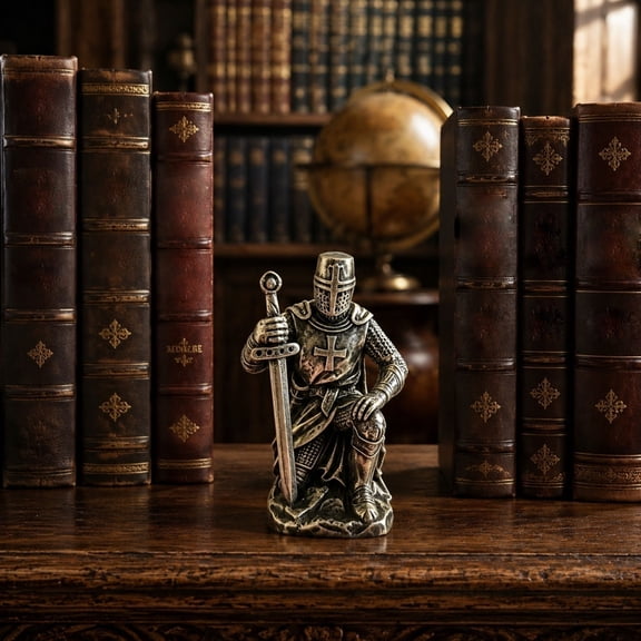 YYV Medieval Knight Resin Figurine Decorative Sculpture Exquisite Armor Knight Statue Tabletop Art Piece For Home Office Shelf Study Man Cave Collector Gift Decor