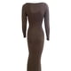 thumbnail image 3 of VISgogo Vestido Casual para Mujer Color Sólido Manga Larga Cuello Redondo Slim Fit Home Vestido Largo VISgogo moda, 3 of 6