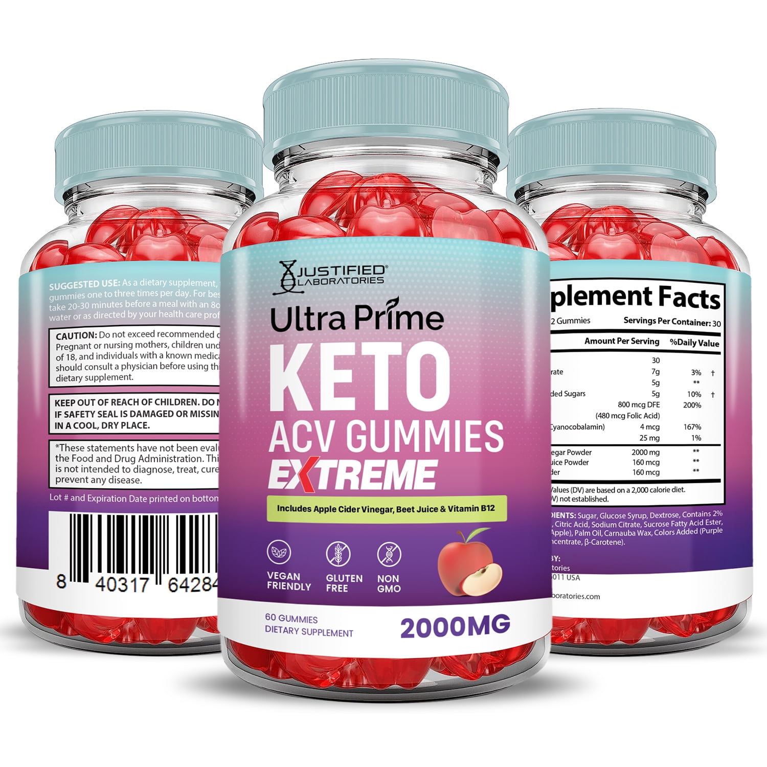 Ultra Prime Keto Extreme ACV Gummies 2000mg Dietary Supplement 60 Gummys
