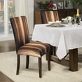 thumbnail image 6 of Dining Room Chair Covers Set of 6, Stretch Parsons Chair Slipcovers Universal Removable Washable Chair Seat Covers Protector for Dining Room, Kitchen, Hotel and Party, Brown Striped, 6 of 6
