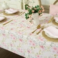 thumbnail image 4 of Flower Tablecloth, Pink Floral Table Cloth for Square Tables,Waterproof Resistant Rose Table Cover for Valentines,Parties,Wedding Use Spring/Summer (54 X 54 Inch), 4 of 6