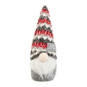 Holiday Time Big Hat Gnome, 7"  Red/Gray Striped Hat