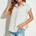 thumbnail image 2 of ZQUUVOU Women's Summer Breathable Loose Casual Button Solid Short Sleeved Wool Ball Shirt Blouse Tops White, 2 of 8