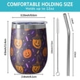 thumbnail image 5 of 12oz Stemless Wine Tumblers Pumpkin Hat Halloween Pattern Vacuum Insulated Stainless Steel Travel Tumbler Cups Mug with Lid and Straw for Champaign,Cocktail,Beer with Cleaning Brush, 5 of 5