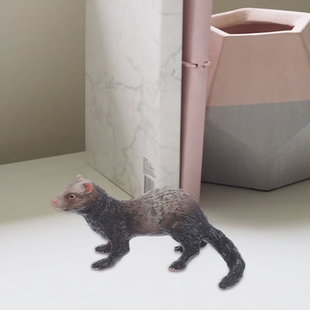 WRITWAA Realistic Ferret Figurine, Dark Brown Plastic Animal Decor, Wildlife Sculpture for Home, Office, Shelf Display
