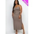 thumbnail image 4 of Ribbed Long Cami Dress with Side Slits, designed for plus sizes, 4 of 9
