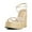 White, variant on XYD Women Straw Wedge Platform High Heels Sandals Round Open Toe Ankle Strap Espadrilles Party Shoes Size 7 Gold
