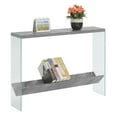 thumbnail image 3 of Convenience Concepts SoHo Glass V Console Table with Shelf, Gray Faux Marble/Glass, 3 of 7