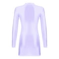 thumbnail image 4 of RUNQHUI Robe Moulante à Manches Longues Brillante pour Femmes Col Montant Lisse Extensible Mini Robes Légères_violet TG, 4 of 6