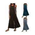 thumbnail image 3 of Franhais Female Jumpsuit, Adults Solid Color U-Neck Sleeveless Romper Suspender Trousers for Summer, 3 of 9