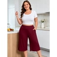 thumbnail image 3 of FEREMO Women Plus Size Pajama Pant Capri Printed Sleep Pant with Pockets 3-Pack, 3 of 9