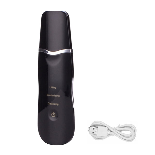 Vogacara Depurador ultrasónico de la piel Limpieza profunda Depurador facial eléctrico Vibrador Limpieza facial Espátula para la piel Peeling Tratamientos faciales Negro