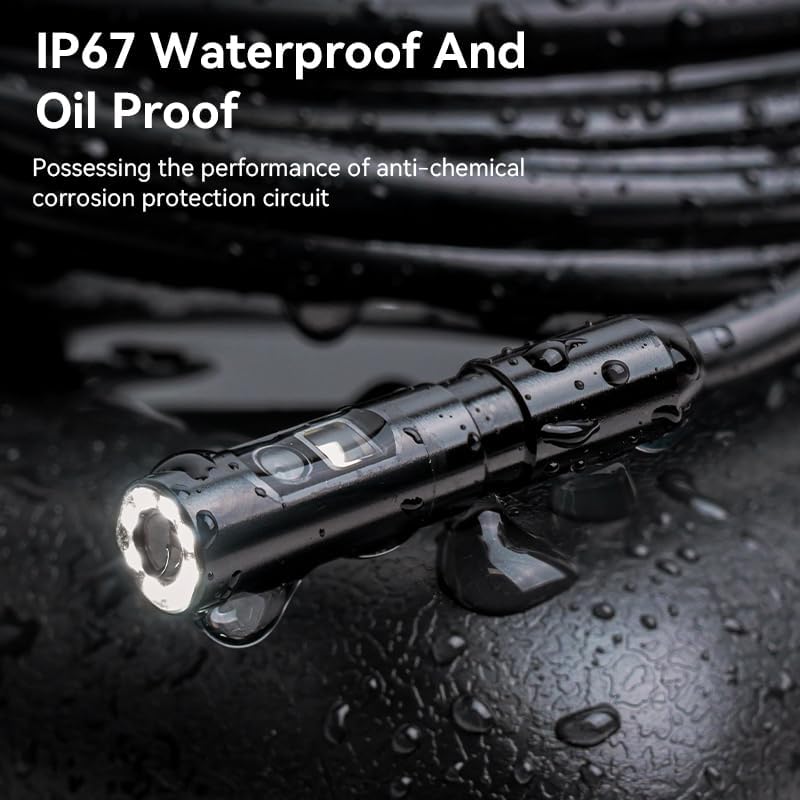 Digital Camera Borescope, Endoscope Camera with 4.3" IPS 1920P HD Screen, 16.4FT Long with 8 LED Lights 8MM Semi-Rigid Cord Waterproof Bore Scope