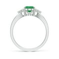 thumbnail image 2 of ANGARA Natural 1.1 ct Emerald Split Shank Engagement Ring with Trio Diamonds in 14K White Gold for Women (Size-8x6mm) | May Birthstone, Anniversary, Jewelry Gift for Women | Natural Emerald Ring, 2 of 10