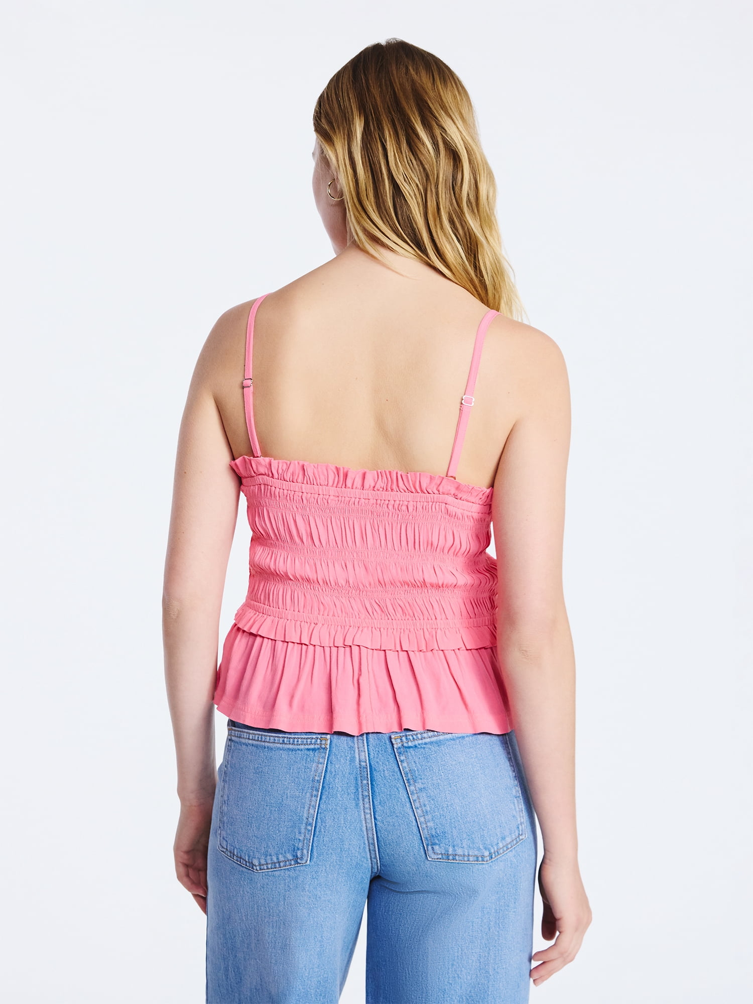 Free Assembly Women's Smocked Top with Peplum Hem, Sizes XS-XXL
