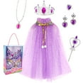 thumbnail image 3 of WIBACKER Princess Cape Set 6 Pieces Girls Princess Cloak with Tiara Crown, Wand for Little Girls Dress Up, 3 of 4