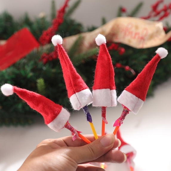 50pcs Christmas Decorations Mini Candy Hat Christmas Lollipop Hat Christmas Non Woven Felt Cap ---4*1.6inch