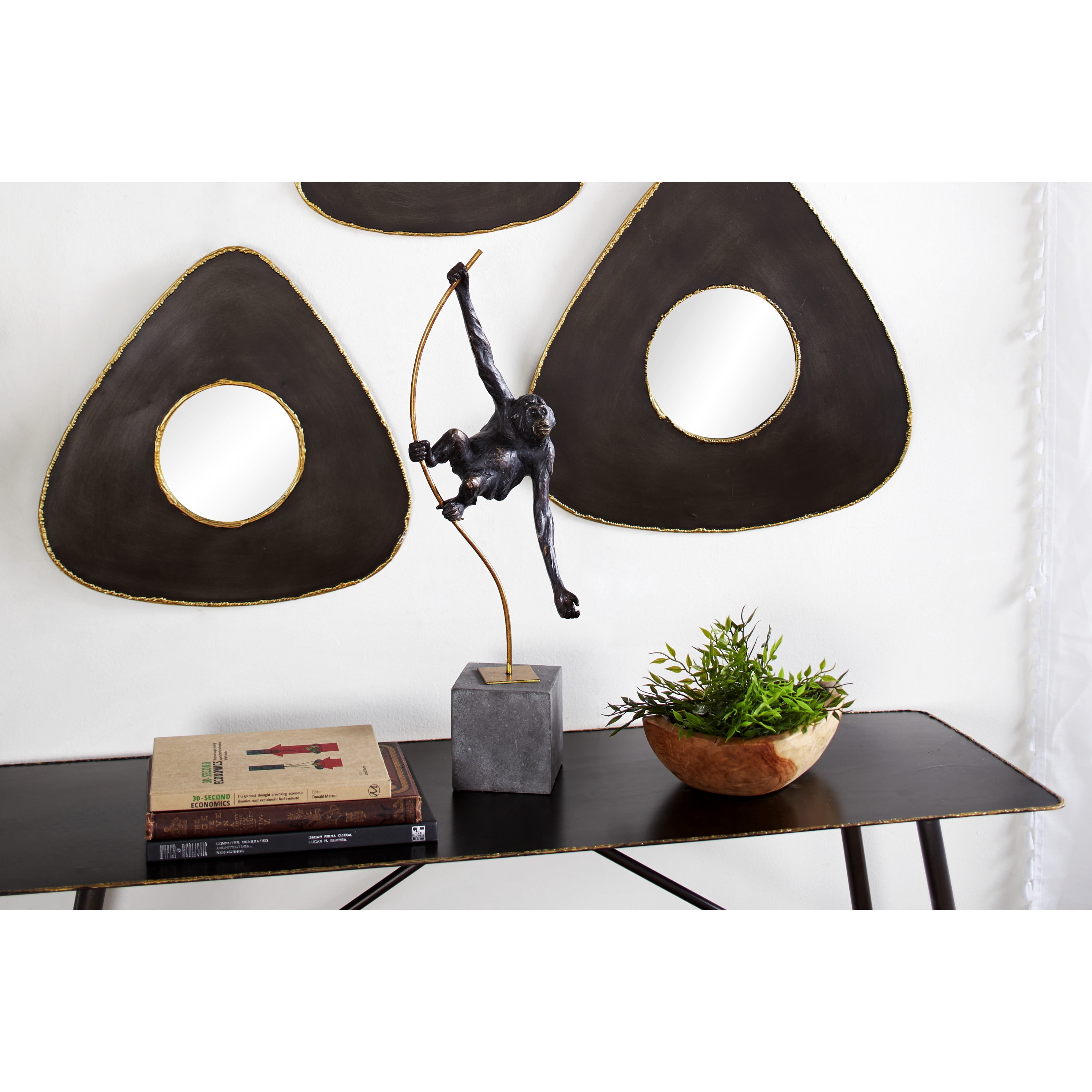 DecMode 7"W, 23"H Resin Modern Monkey Sculpture, Black