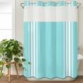 thumbnail image 3 of Aqua Striped No Hook Shower Curtain Waterproof,Bathroom Curtains with Snap in Liners and See Through Top Window,Luxurious White Stripes Modern Abstract Art Hotel Bathtub Curtains Shower 60"Wx72"L, 3 of 8