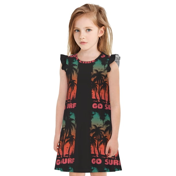 Balery Go Surfer Camisón de princesa para niñas, pijama de algodón con mangas abullonadas, suave y bonito.-X-Large