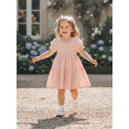 thumbnail image 4 of BemeyourBBs Toddler Baby Girl Summer Smocked Dress Little Girls Princess Birthday Baptism Wedding Party Dress Solid Color Short Puff Sleeve Square Neck A-line Dresses, 4 of 9