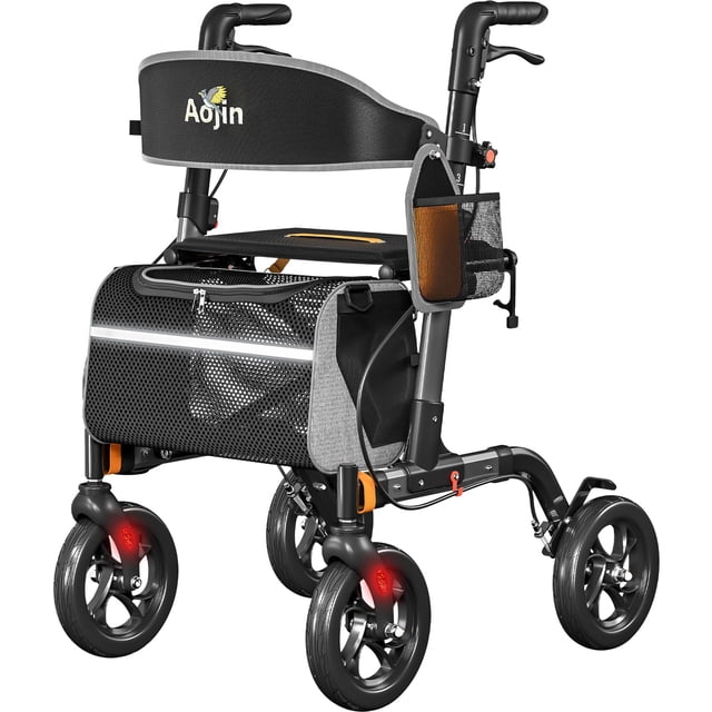 Rollator Walker Aojin, capacidad de 350 libras, 8 ruedas, 6 niveles de altura