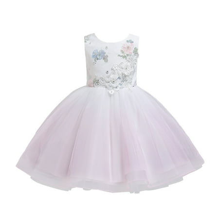 

Kukoosong Toddler Baby Girls Dress Toddler Kid Girl Sleeveless Lace Princess Gown Party Dress Cosplay Clothes Pink 130