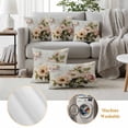 thumbnail image 6 of Vintage Pink Floral Outdoor Waterproof Pillow Covers, Spring Botanical Oil Painting Decorative Square Throw Pillowcase Sofa Cushion Sham for Patio/Couch/Chair, 16"x16" 2 Pack, 6 of 8