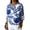 Blue, variant on Women's V-Neck 3/4 Sleeve Printed Loose Fit Top Casual Blouse Soft Rayon Nylon Blend