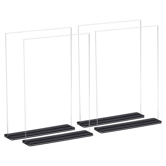 Acrylic Sign Holder 4 Pack, 8.5x11 Inches T Shaped Desktop Menu Display Stand Suitable for Restaurants, Office Clear