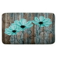 thumbnail image 2 of Rustic Floral Flannel Bath Mats Rugs, Farmhouse Teal Flowers Old Brown Wooden Plank Country Bathroom Mat, Vintage Fashion Bathroom Rug, 19 X 31 in, 2 of 3
