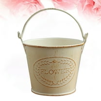 TEHAUX White Iron Flower Bucket for Home Decorations with Vintage Design 4.75 Inches