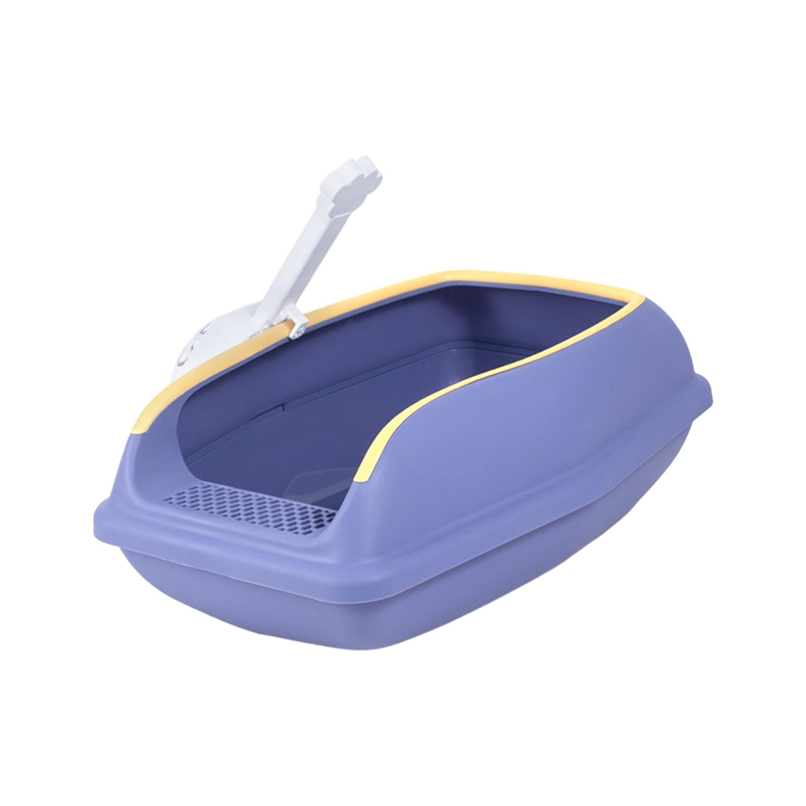 perfeclan Cat Bedpan Portable with High Side itter Container Semi Closed Easy to Clean Kitty Litter Pan for Indoor Cats L Violet