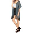 thumbnail image 4 of HAPPY BAY Women's Chiffon Summer Beach Open Front Holiday Kimono Beachwear Duster Cardigans XL-XXL Grey_AB793, 4 of 5