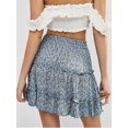 thumbnail image 4 of Women's Summer Cute High Waist Ruffle Skirt Floral Print Swing Beach Mini Skirt, 4 of 5