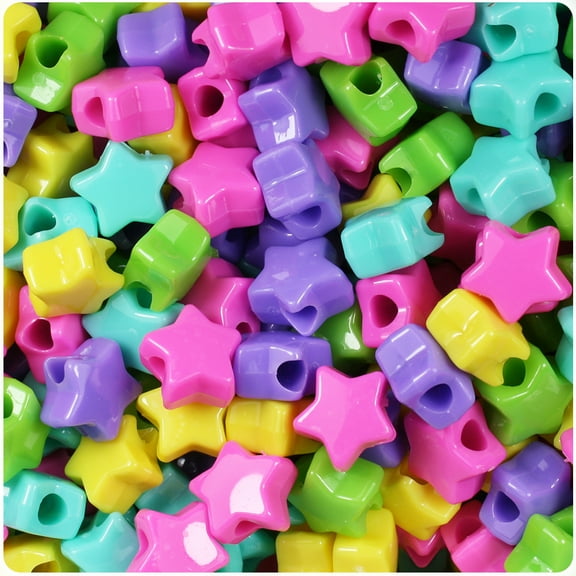 BeadTin Candy Mix Opaque 13mm Star Pony Beads (250pcs)