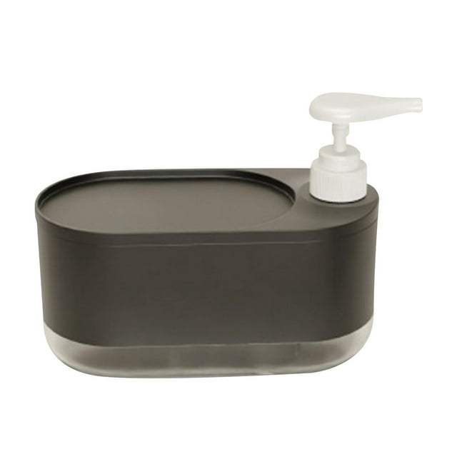 Dispensador de jabón líquido para lavavajillas, portátil, moderno, 2 en 1, con soporte para esponja, organizador de fregadero para encimera de cocina. negro