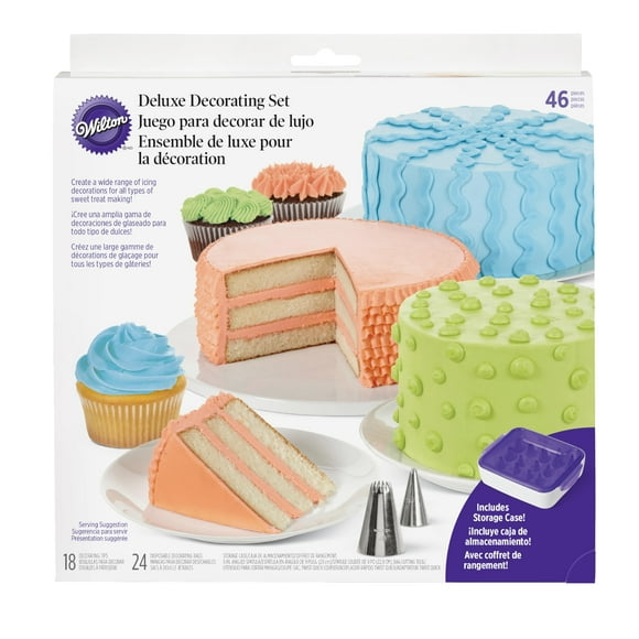 Kit de suministros para decoración de tartas Wilton, 46 piezas, con estuche de almacenamiento