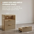 thumbnail image 2 of Fluted Nightstand with Charging Station, Bedside Table with Drawers and Open Storage Space, Metal Handles and Rounded Corners for Safety, Mid Century Modern End Table, 2 of 9
